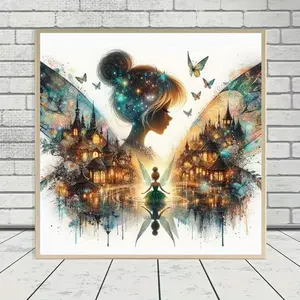 Tinker Bell Pattern DIY Diamond Arts Colorful Painting Kit without Frame, DIY 5D Diamond Arts Colorful Painting Kit, Wall Art Decor for Home, Diamond Painting Kits