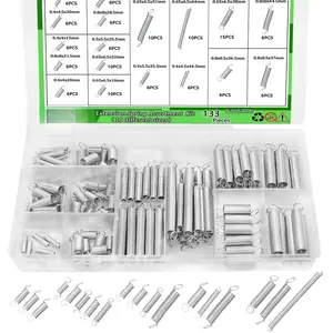 133 PCS Extension Spring Assortment Kit 18 Different Sizes Zinc Plated Extension Springs for Home Repairs & DIY Springs Assortment