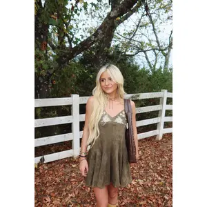 Olive Bloom Mini Dress