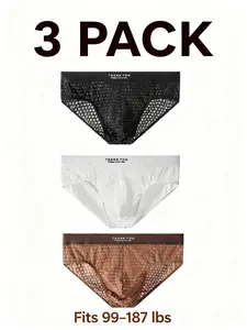 3-Pack Men's Textured Briefs, Sleek and Luxurious, High Elasticity, Breathable Skin-Friendly Fabric, Comfortable Fit Underwear for Daily & Sports Wear