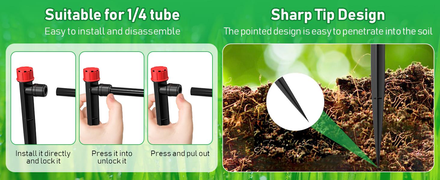 246FT Drip Irrigation System, Automatic Drip Irrigation Kit with 1/2" Main Tube & 1/4" Branch Tubing, Adjustable Drip Emitters, Garden Watering System for Flower Bed, Raised Beds, Lawn, Greenhouses