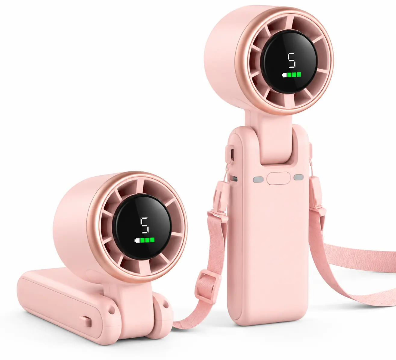 Lyecghe Cordless Handheld Portable Jet Fan - 5-Speed USB Rechargeable Pocket-Size Unisex Foldable Outdoor Cool Gadget with Digital Display, 3-in-1 Handheld-Desk-Neck Fan, 10 Hours of Battery Life for Travel, Camping (TikTok Shop Back to School)