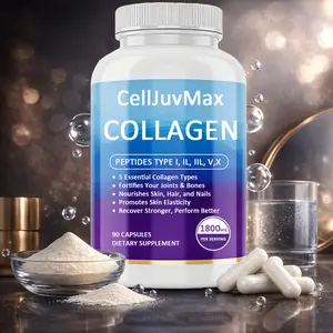 Collagen Peptides 5 Types Complex 1800mg US Made Dietary Supplement for Health Beauty Fitness 90 Capsules