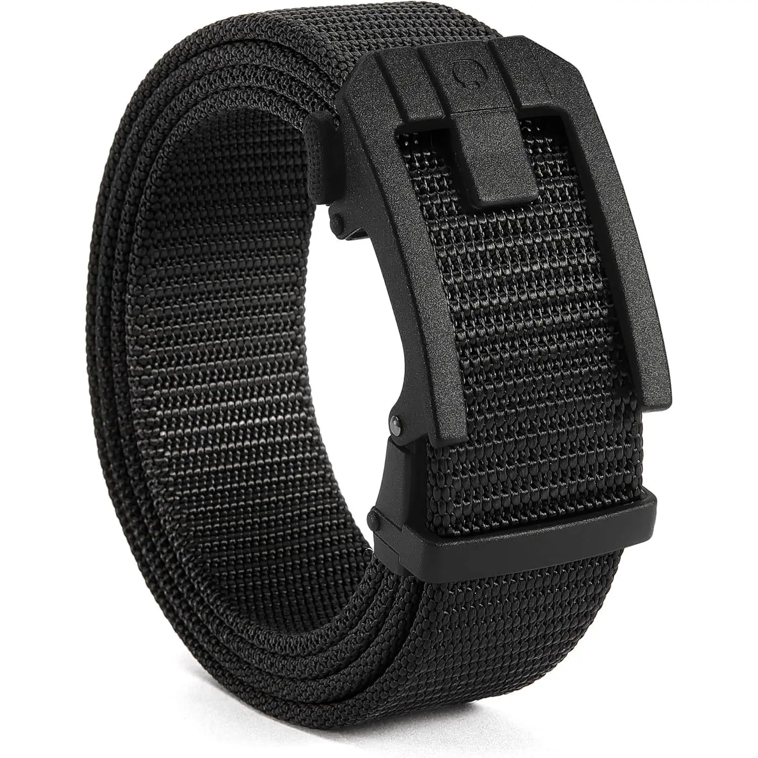 Men's Chunky Ratchet Nylon Belt - 1.5 in Wide, 4mm Thick Black Strap with Adjustable Ratchet System and Quick Release Alloy Buckle for EDC, Ratchet Nylon Belts