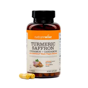 NatureWise Turmeric Saffron Supplement with Cinnamon & Cardamom + Bioperine for Ultra Absorption - Antioxidant + Mood Support - Non-GMO, Vegan, USA Manufactured
