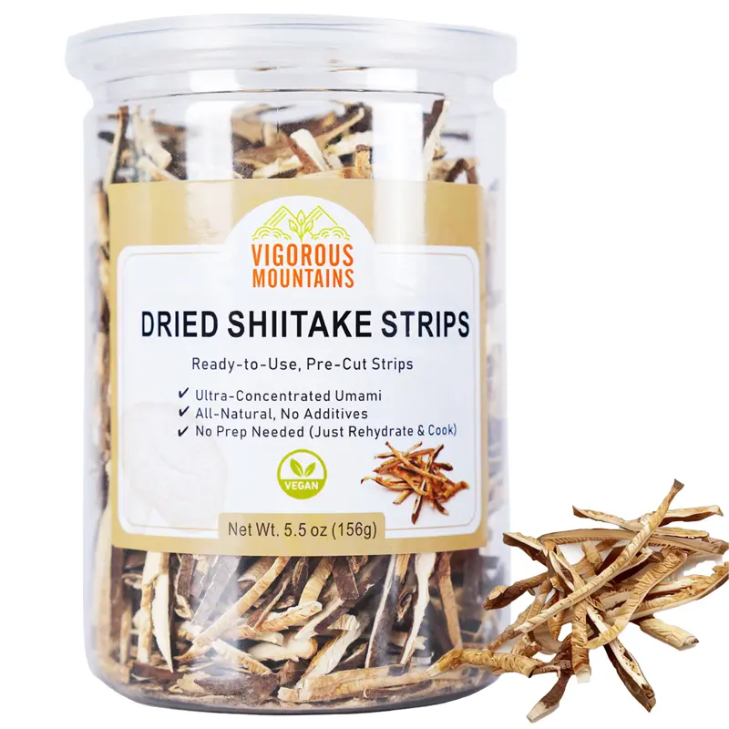 Dried Shiitake Mushrooms Strips, 5.5 oz Dry Mushrooms for Cooking Soups Pasta Risotto Stir Fry, Rehydrate Quickly No Fumigation Sulfur All Natural Vegan