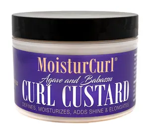 MOISTURCURL Curl Custard for 4C Hair – Vegan Curl Defining Styling Gel for Kinky Coily Textures – Maximum Elongation & Shine with Agave & Babassu Oil – 8oz