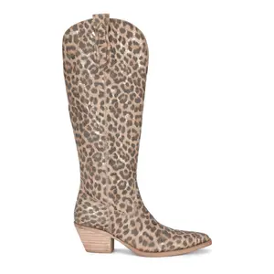 TESS Leopard Print Western Knee-High Boots