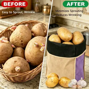 Potato Storage Bags with Side Zipper - Breathable & Light-Blocking Pantry Organizer | Keeps Veggies Fresh Longer, Heavy Duty Vegetable Storage Container for Kitchen