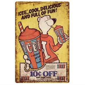 1count, Coldest Drink In Town "Metal Tin Sign (8" x 12 "/20cm * 30cm), Vintage Plaque Decor Wall Art, Wall Decor, Room Decor, Home Decor, Restaurant Decor, Bar Decor, Cafe Decor, Garage Decor, Water-proof, Dust-proof