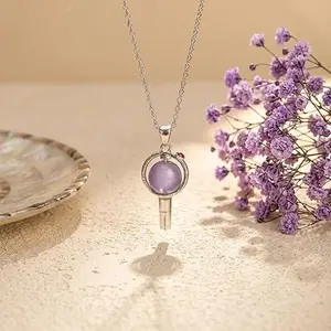 Kpop Light Stick Pendant Necklace Purple Fan Inspired Collarbone Chain Cute Concert Jewelry Gift for Music Fans World Tour Accessories