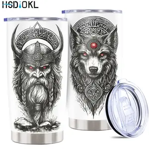 20oz Insulated Stainless Steel Tumbler with Vikings Design - Keeps Drinks Hot/Cold, Fits Car Cup Holders, Insulated Travel Drinkware - Ideal Gift for Vikings Lovers (Friends, Family, Girlfriend, Brother)
