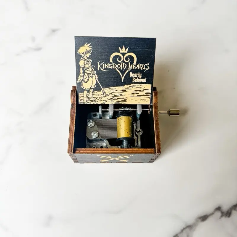 Kingdom Hearts Handmade Wooden Mini Music Box, Home Decor Item
