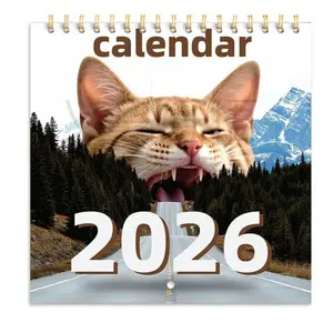 2026 Abstract Cat Calendar Upgrade Version, Pearl Edition Wall Calendar with Date and Holiday Markers, Simple Original Design Gift, Tear Off Calendar