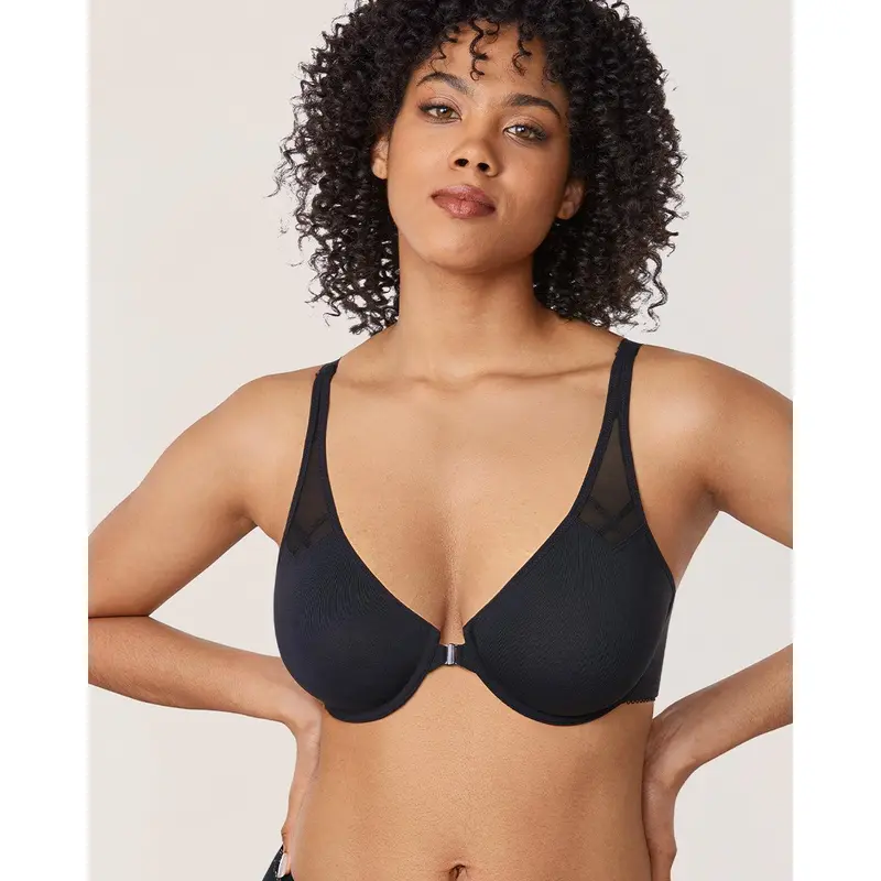 DELIMIRA Women's Front Closure Racerback Bras Plus Size Full Coverage Supportive Underwire Plunge Unlined Bra