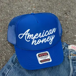 American Honey Trucker Hat, "American honey" Text, Adjustable Fit, Mesh Back, Classic Design