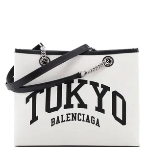 Pre-owned Balenciaga Canvas Plain, Leather Tote Bags REBAG Cities Duty Free Tote Printed Canvas Medium by Rebag