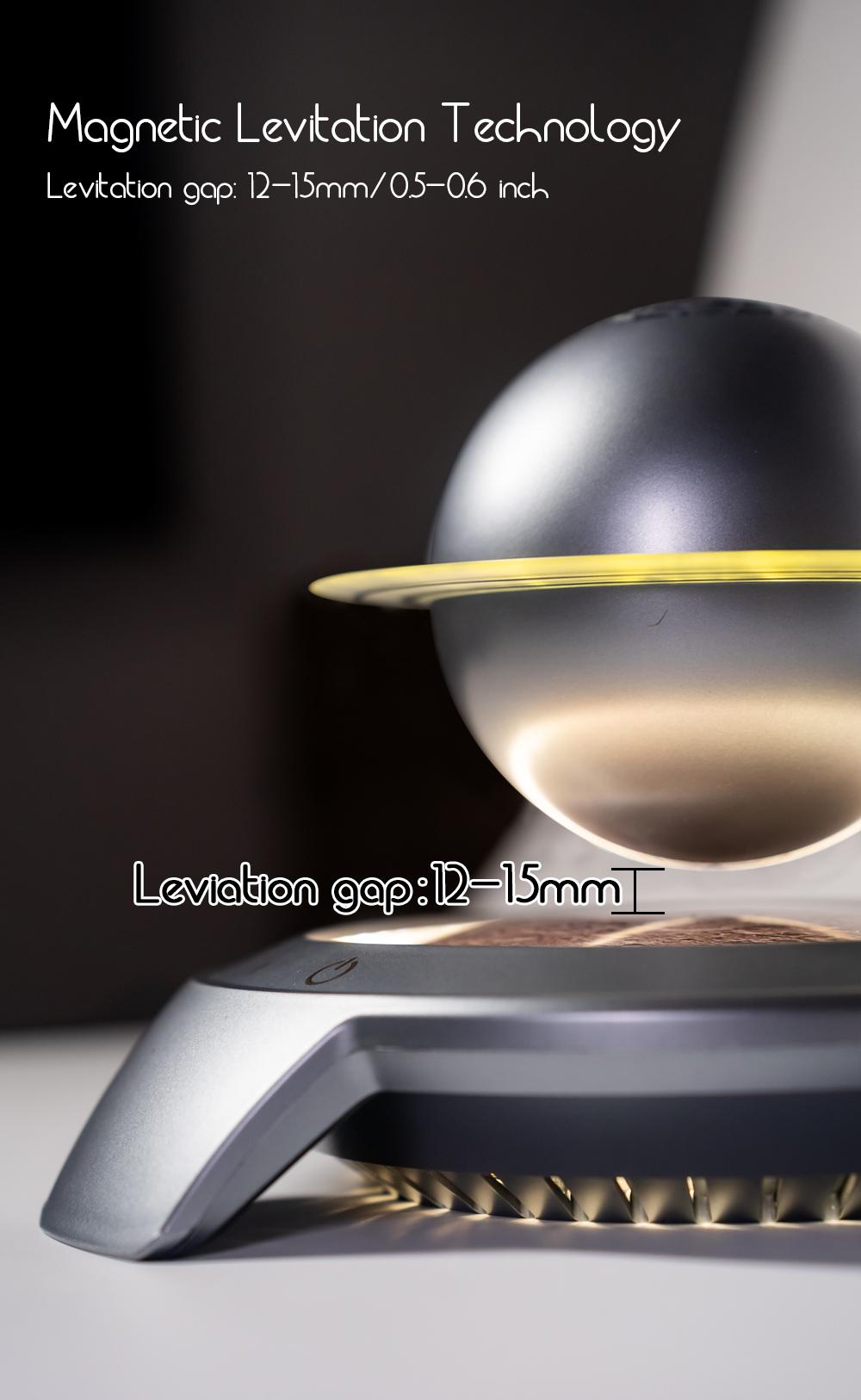 Bluetooth Speaker Magnetic Levitating Saturn Speaker, Floating Bluetooth 5.3 Speaker with LED Night Light, 360° Stereo Sound Wireless Speaker, Unique Tech Gift for Home Office Decor, Futuristic Space Themed Desk Ornament