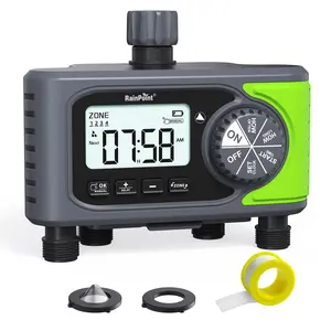 RainPoint 4-Outlet Sprinkler Timer for Garden Faucet Hose, Auto Digital Control, Manual ON/Off, Rain Delay, 4 Zone Programmable Water Timer