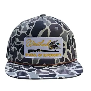 Vintage Duck Camo Rope Hat for Men | Retro Mallard Hunting Snapback Trucker Cap | Southern Outdoors Fishing Hat | Adjustable Country Camo Style Gift for Him