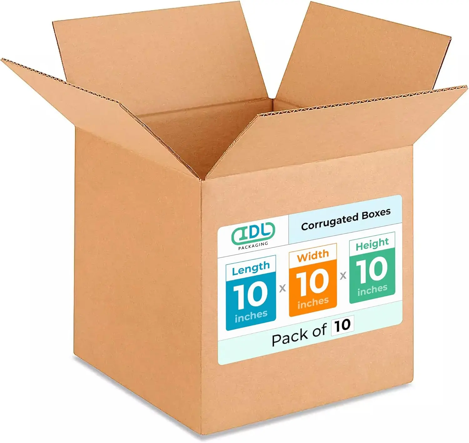 Medium Cube Moving & Shipping Boxes 10x10x10 inches (10-Pack) - Extra Strength 200 lb vs Regular - Corrugated Durable Packing Boxes - Shipping Box Medium - Box Packaging by IDL Packaging