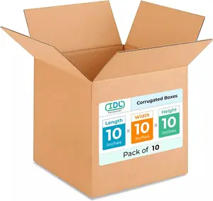 Medium Cube Moving & Shipping Boxes 10x10x10 inches (10-Pack) - Extra Strength 200 lb vs Regular - Corrugated Durable Packing Boxes - Shipping Box Medium - Box Packaging by IDL Packaging