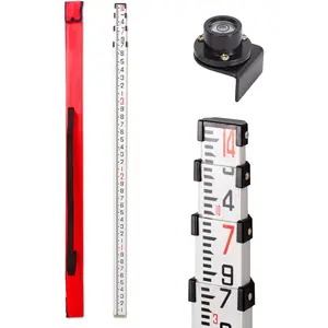 14 foot  Grade Rod - 10ths, 3 Sections Dual Sided Telescoping Leveling Rod with Bubble Level Convenient  Staff for  Measurement (4 M/14 FOOT 10 TH)