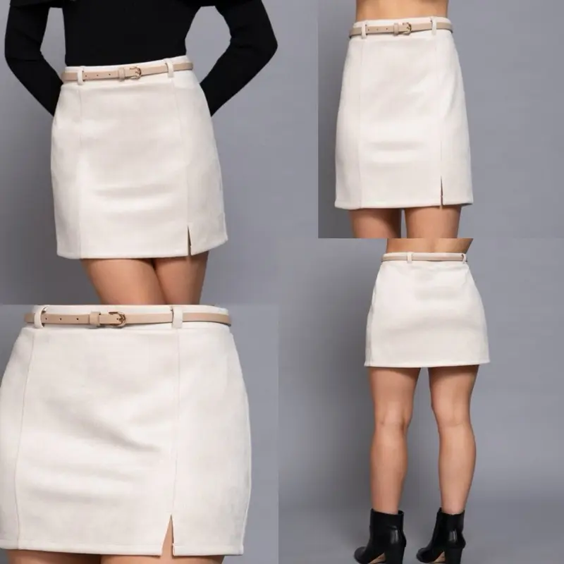 G0098-Sexy Miniskirt with belt 95%polyester 5%Spandex