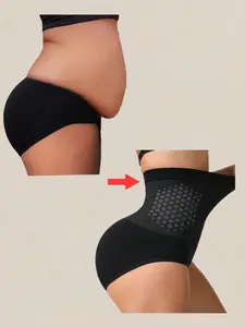 Women's High-Waisted Shapewear Bottom, Underwear, Firm Tummy Control, Butt Lifting, Comfortable and Stylish, Geometric Pattern, Knitted, All Seasons