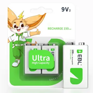 EBL Rechargeable 9V Batteries 9 Volt  600mAh  Batteries Lithium