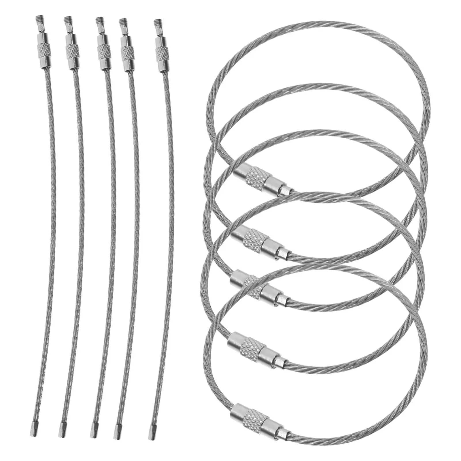 10 Pcs Wire Keychains for Men & Women, Nylon Coated 304 Stainless Steel Cable Loops, 1.5mm*150mm (6inch), Durable for Luggage Tags & ID Cards, Corrosion Resistant