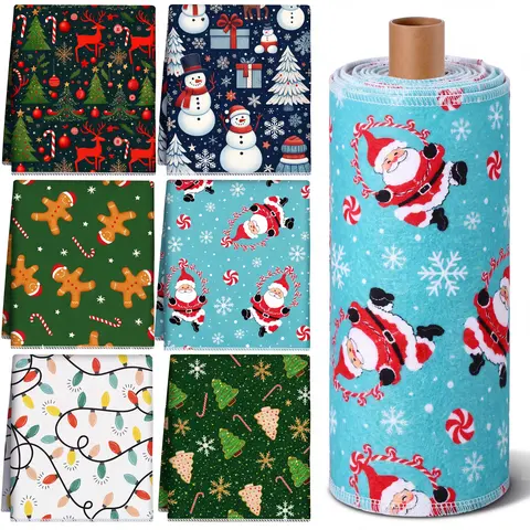 36 Pcs Christmas Reusable Paper Towels Snowflake Xmas Unpaper Towels Snowman Cotton Paperless Towels for Eco-Friendly Sustainable Living Zero Waste Kitchen Cleaning Cloths Housewarming Gift