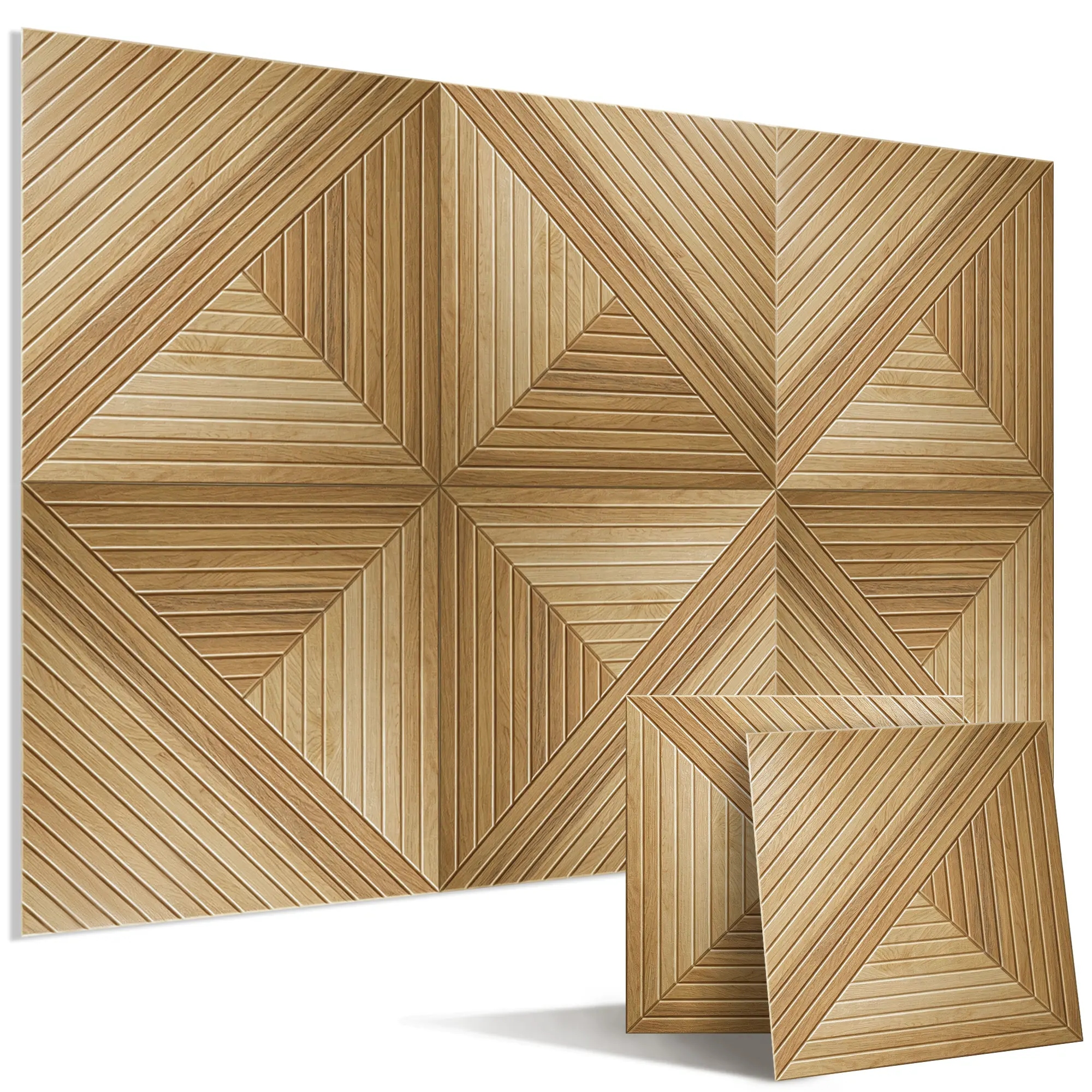 THSTAR 6-Pack Square Self-Adhesive UV Wood Grain Acoustic Wall Panels, 23.6x23.6in Sound Absorbers for Indoor Living Room & Office, Acoustic Panels