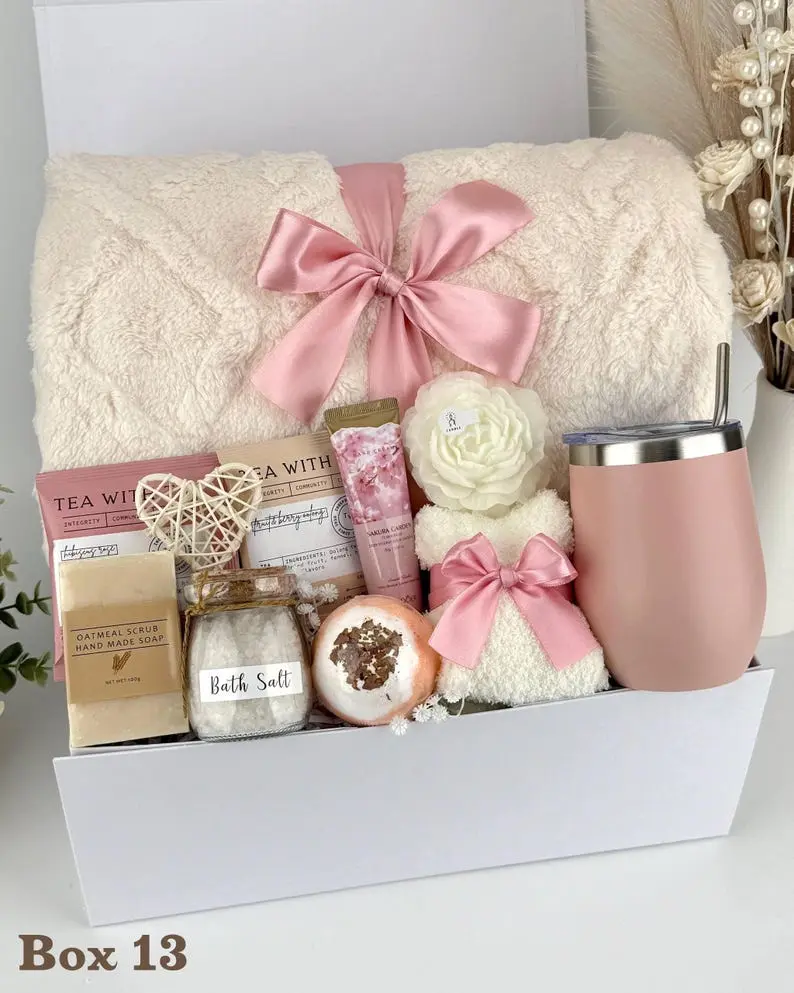 Gift Box for Women, Pink Mug Gift Set, Tea Gift Basket, Get Well Soon Gift, gift for Her, Birthday Gift, Thank You Gift