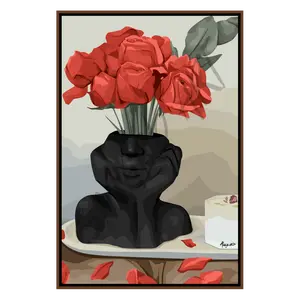 Rose Vase  Smard Black Wall Art Print/ Canvas for Home /Office Decor - Smard Black Wall Art Print/ Canvas for Home /Office Decor