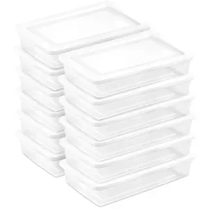 Sterilite 41 Qt Storage Box, Stackable Plastic Container Home Organizer, 12 Pack