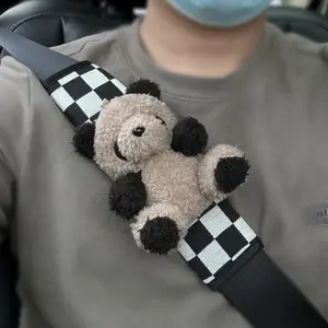 Car Seatbelt Shoulder Protector, Cute Bear Design, High-End Melamine Bear Plush, Car Interior Accessory, Gift Idea