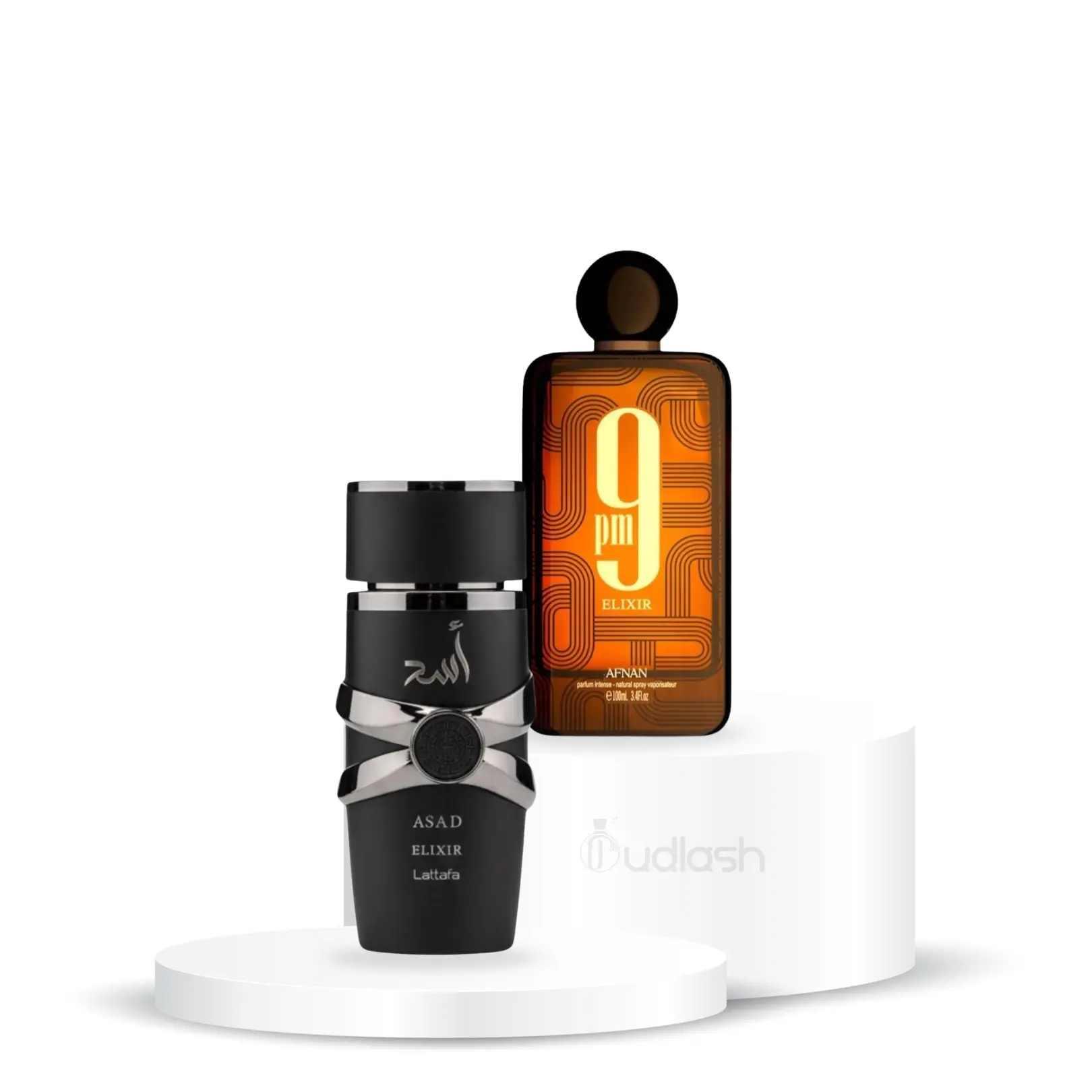 Oudlash Bundle  | Lattafa Asad Elixir + Afnan 9PM Elixir | Unisex Fragrance | 100 ML - 3.4 OZ | Eau De Parfum | Pink Pepper - Saffron & Apple