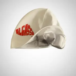 ALGASSA White and Red Nylon Skull Cap with Black Star Silver Satin Inside for Stylish Outfits