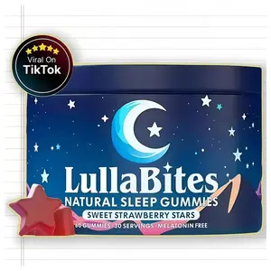 LullaBites Natural Sleep Gummies Sweet Strawberry Stars Flavor Melatonin-Free Gentle Nighttime Support with Valerian Root - 30 Servings - Thoughtfully Crafted with Natural Ingredients