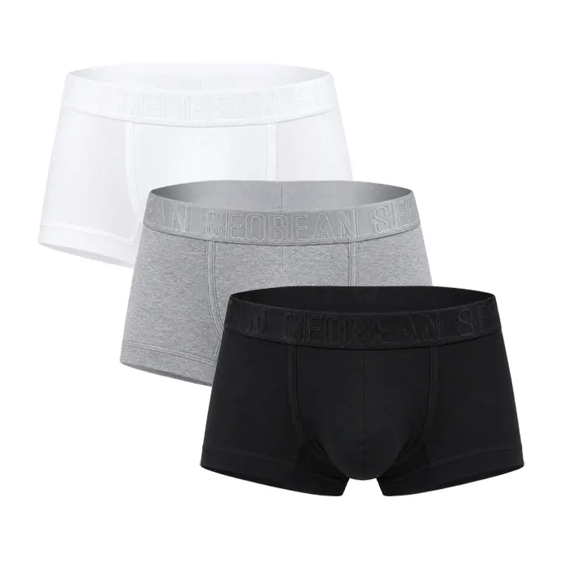 SEOBEAN Men’s Boxer Briefs, Low Rise Soft Stretch Trunks Underwear with Contour Pouch, Gym Travel Everyday Essentials-220208 Classic Cotton