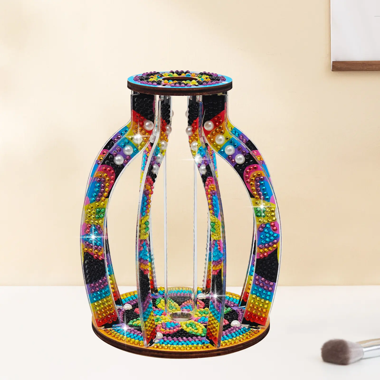 DIY 5D Diamond Painting Vase Kit, Rainbow Rhinestone Acrylic Flower Vase, Stress Relief Crystal Craft Gift for Adults