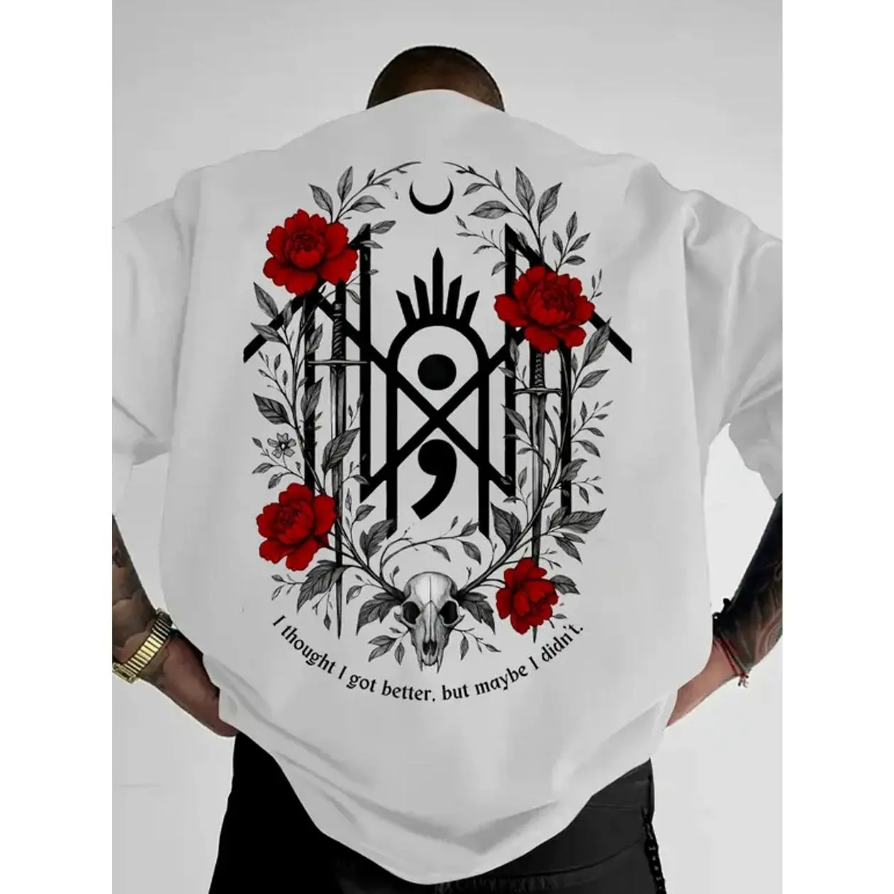 Unisex Retro Sleep Token Flowers Red Back 100% Cotton Short-Sleeve Tshirt - 2025 Tour Graphic Top, Concert-Inspired Menswear Apparel, Casual Layer, Perfect Fan Gift