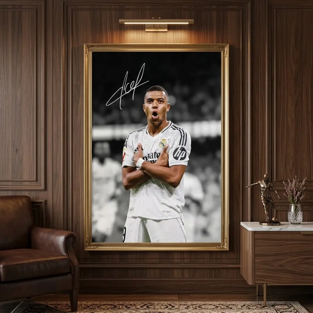 Kylian Mbappé Soccer Poster, Football Wall Art Print, Sports Fan Decor, No Frame