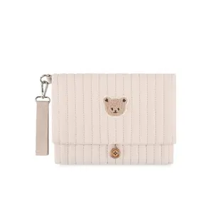 Foldable Cute Baby Travel Storage Bag, Hanging Multi-Functional Organizer, Pure Cotton Multiple Compartment Pouch, Ideal for Diaper Organization