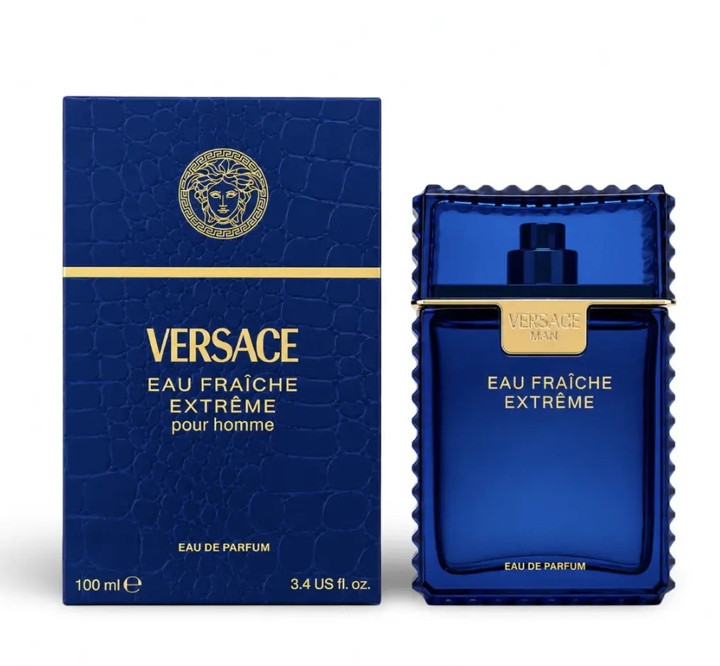 Versace Eau Fraiche Extreme Eau de Parfum, Woody Aromatic Men's Cologne with Notes of Fresh Citrus, Cedar, and Musk, Fragrances, 100 Ml Perfume, Fresh Spices, Spray On Skin