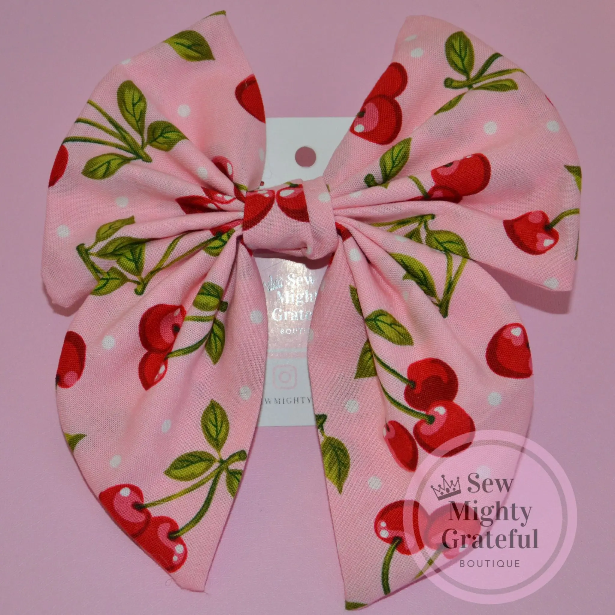 Cherry Hair Bow 7" X 6.5"