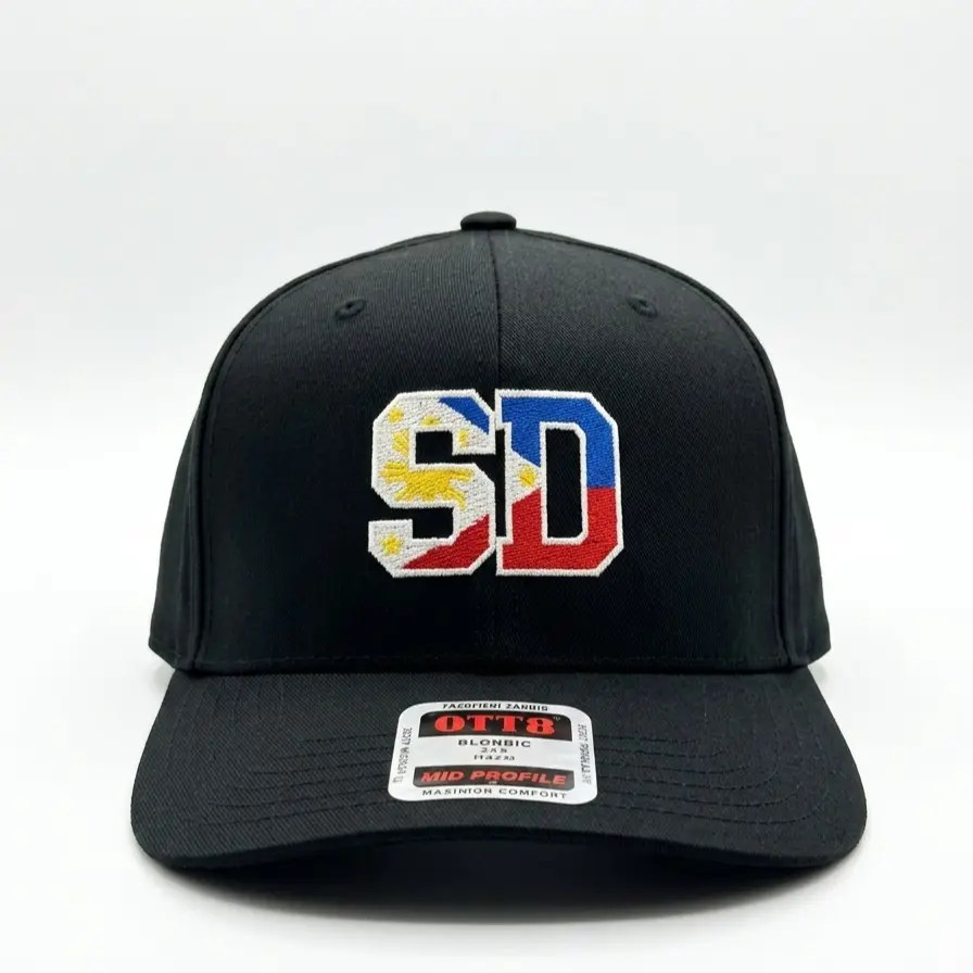San Diego SD Filipino Flag Hat – Black Snapback Cap with Philippine Flag Embroidery, Filipino Pride Streetwear, SD Cali Hat