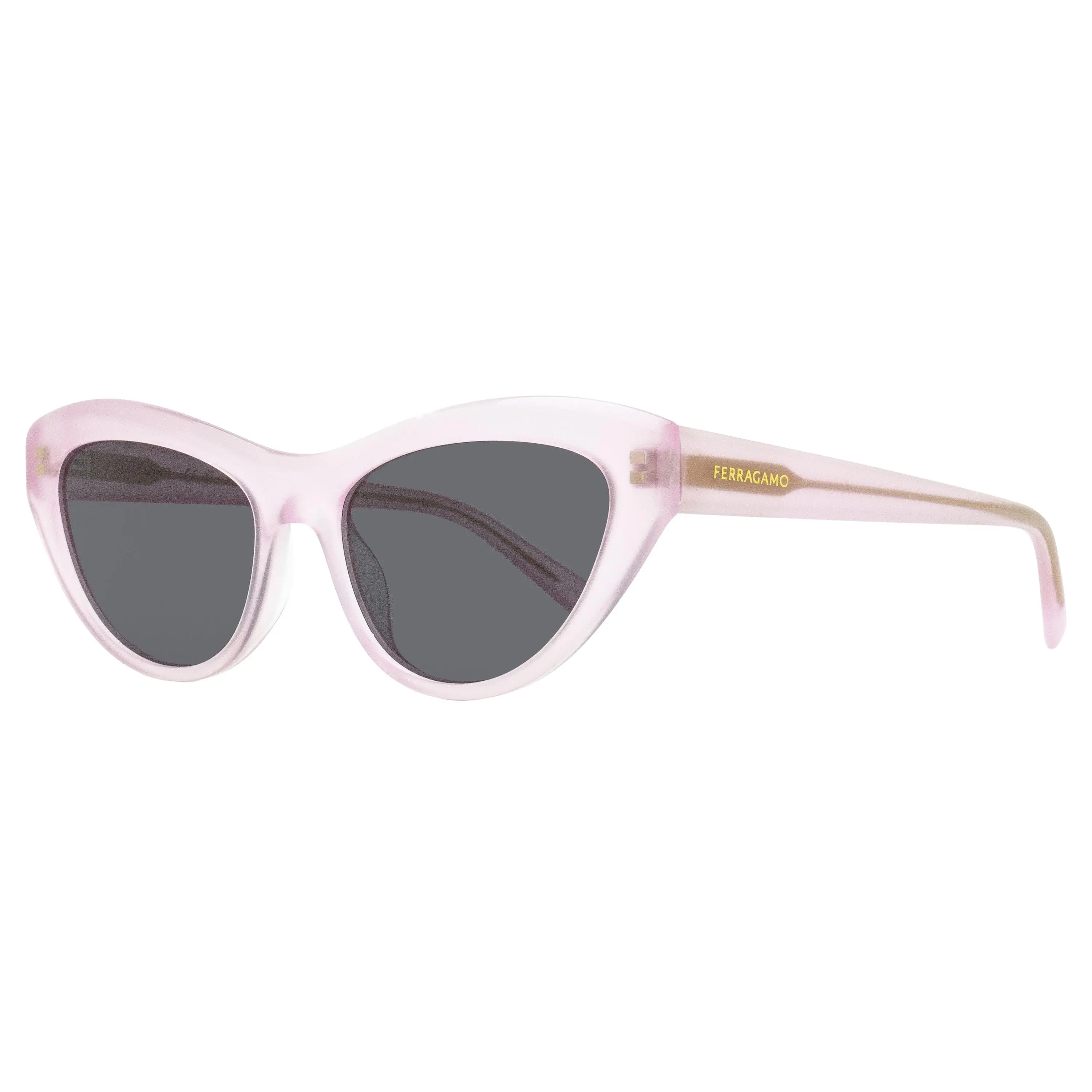 Salvatore Ferragamo Women's Classic Cat Eye Statement Frame Sunglasses - SF1103S 663 Opaline Pink Acetate Full Rim, 55mm, Hot Foil Logo, UV Protected Lenses, Arch Brows, Statement Frame Glasses