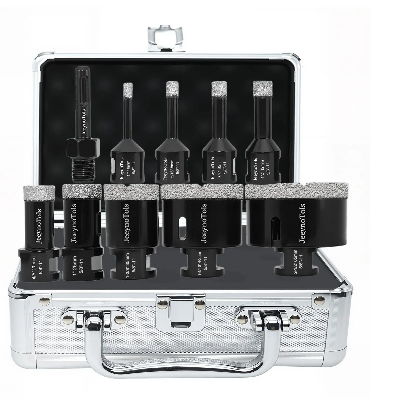 10PCs High-Quality Diamond Daily Drills Set with SDS Adapter, Power Tool Accessories for Ceramic Tile/Marble/Porcelain, Dry Hole Saw with Precision Cuts, Chip Removal, Durable Design & Convenient Size Variety
